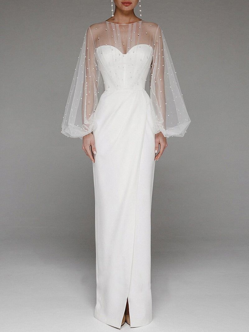 Bridesmaid Dress Spring/Summer Women'S Sexy Tube Top Pearl Sheath Dress