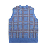 Men Sweater Vest BF Idle Style Plaid Sweater Vest Men's Autumn Loose V-neck Sleeveless Sweater Vest