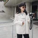 Cute Leather Jacket Women's White Slim Fit Spring and Autumn Fashion Pu Slimming Jacket Coat