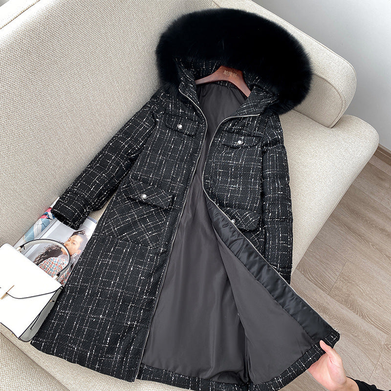 Women Winter Coats Puffer Jacket Down Coat Winter Fashion Mid-Length Fox Fur Collar Down Jacket Coat for Women