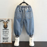Toddler Boys Pants Boys' Jeans Spring and Autumn Ankle-Tied