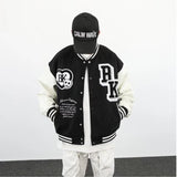 Skeleton Varsity Jacket Embroidery Stitching Baseball Uniform Men Spring and Autumn Jacket