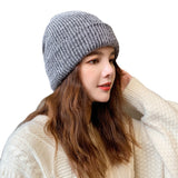 Women Winter Hats Women's Autumn and Winter Fashion Rabbit Fur Solid Color Knitted Hat Winter