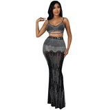 See through Pants Suit Sexy Women Clothing Nightclub Party See-through Camisole Long Dress