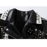 Women Leather Jacket Biker Motorcycle Coat Motorcycle Leather Coat Fashion Graffiti Rivet Jacket Coat
