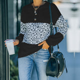 Women Fall Outfits Sweater Women Autumn and Winter Stitching Contrast Color Long Sleeve round Neck Top