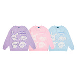 Mens Fall Outfits round Neck Sweater Man and Woman Cartoon Bear Loose Student Pullover Couple Sweater