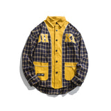 Yellow Varsity Jacket Autumn Coat Male Fake Two Pieces Versatile Jacket Top
