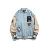 Baby Blue Varsity Jacket Men's Autumn Coat Loose Fashion Baseball Collar Jacket