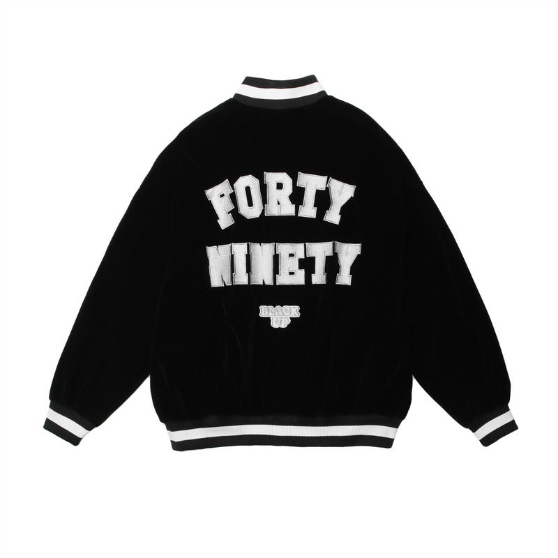 Baby Blue Varsity Jacket Long Sleeve Baggy Coat Men and Women Autumn Jacket