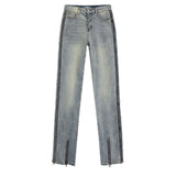 Julia Fox Low Rise Trousers Summer Women's Loose Zip Split Jeans