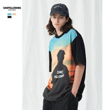 Preppy Aesthetic T Shirt Spring/Summer round Neck Loose Black, Short Sleeve
