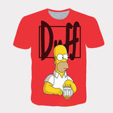 Homer Simpson Shirt Summer T-shirt Cartoon Printed round Neck Short Sleeve