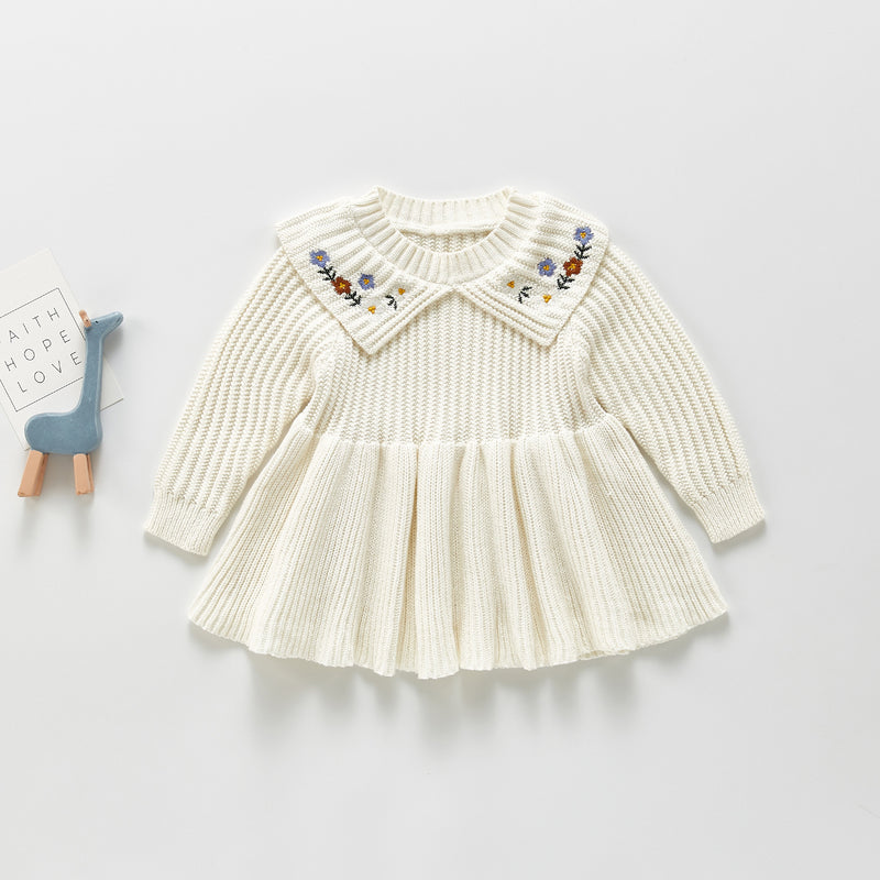 Spring Rompers Spring and Autumn Knitted Thermal Dress Embroidery