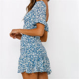 Milkmaid Dresses Summer Short Sleeve Square Collar Lotus Leaf Dress