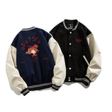 Blue Varsity Jacket Autumn Letters Printed Baseball Uniform