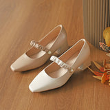 Nude Block Heels Closed Toe Chunky Heel Pumps Women's Autumn Fashion