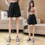 Women's Cargo Shorts Women's Summer Suit Cropped Pants High Waist Loose Wide Leg Pants