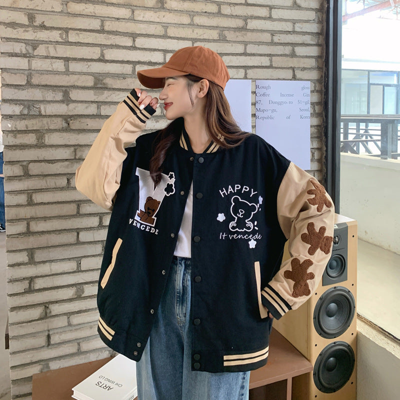 The Bears Varsity Jacket Baseball Uniform Oversize Embroidered Bear Jacket