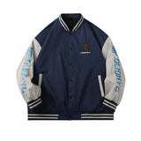 Blue Varsity Jacket Stitching Autumn and Winter Casual Jacket Baseball Uniform