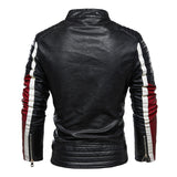 Black Varsity Jacket Racer Jacket Fall Winter Men Leather Men's Color Matching Motorcycle Clothing PU Leather Jacket