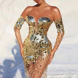 Olivia Wilde Dress Sequined Sexy Mesh Evening Dress