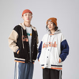 White Varsity Jacket Spring Retro Street Men's Jacket Coat Contrast Color College Style Loose Jacket Baseball Uniform Men