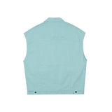 Men Sweater Vest Simple Love Embroidered Frock Vest Coat Men's Loose Lapels Sleeveless Jacket Vest