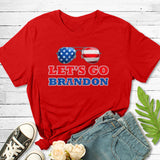 Let'S Go Brandon T Shirt Glasses Printed Short Sleeve Men'S And Women'S Tops
