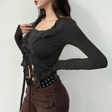 Music Festivals Rave Outfits Girls Tops Spring and Summer Women's Clothing Fashion Long Sleeve Sexy