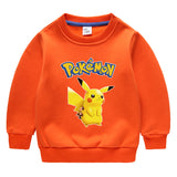 Children Pokemon Pikachu Hoodie Autumn Winter Solid Color with Fur Thick Warm Winter Clothing Top