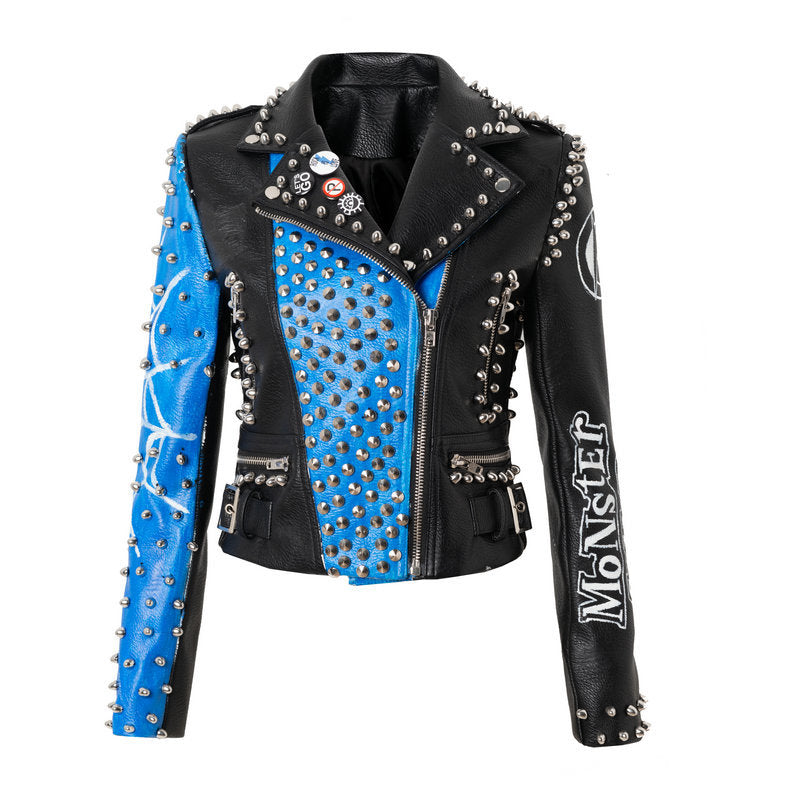 Women Leather Jacket Biker Motorcycle Coat Spring Short Leather Jacket Women's Motorcycle Leather Jacket
