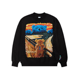 Preppy Aesthetic Sweatshirt Men's Oil Painting Cartoon Bear Hoodie Men's Autumn