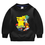 Children Pokemon Pikachu Hoodie Autumn Winter Solid Color with Fur Thick Warm Winter Clothing Top
