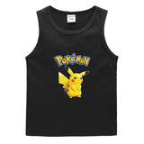 Children Pokemon Pikachu T Shirt Cotton Leisure Sweat Absorption Solid Color