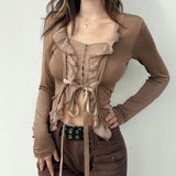 Music Festivals Rave Outfits Girls Tops Spring and Summer Women's Clothing Fashion Long Sleeve Sexy