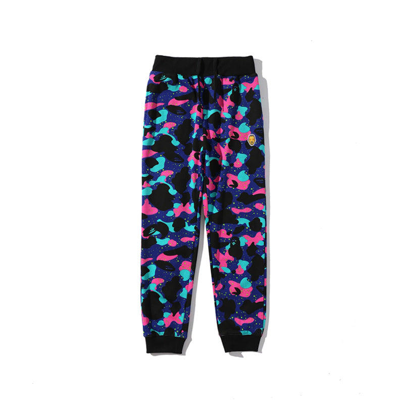 Shark Print Pant Galaxy Travel Notes Camouflage Trousers