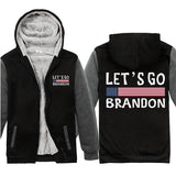 Let's Go Brandon Hoodie Letter Fashion Velvet Padded Thickened Hooded Zipper Top