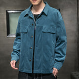 Corduroy Varsity Jacket Men's Labor Jacket Spring Autumn Baggy Coat Spring Corduroy Shirt Top