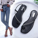 Women Open Toe Sandals Flats Summer Plus Size Slippers Beach Shoes