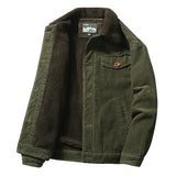 Corduroy Varsity Jacket Autumn Winter Coat Men's Fleece Jacket Retro Short Overalls Berber Fleece Coat