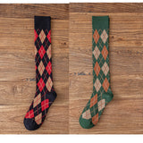 Winter Thick Knit Thigh High Socks Long Stockings Boot Fall Diamond Lattice Thigh High Socks Japanese Harajuku Socks