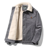 Corduroy Varsity Jacket Autumn Winter Coat Men's Fleece Jacket Retro Short Overalls Berber Fleece Coat