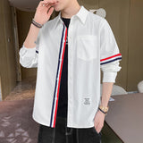 White Work Shirts Men's Autumn Japanese Casual Long Sleeve Shirt Spring and Autumn Top Coat