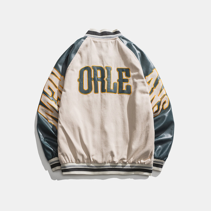 Vintage Letterman Jacket Autumn Letter Multicolor Printing Jacket