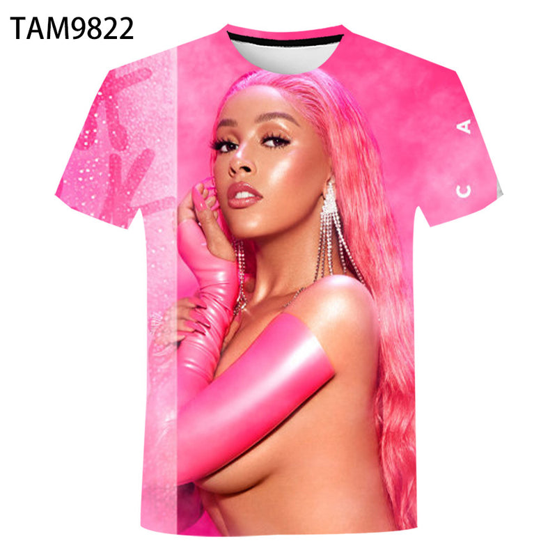Doja Cat Kiss Me More Summer Children's Casual Fashion T-shirt Men's Cotton Short Sleeve