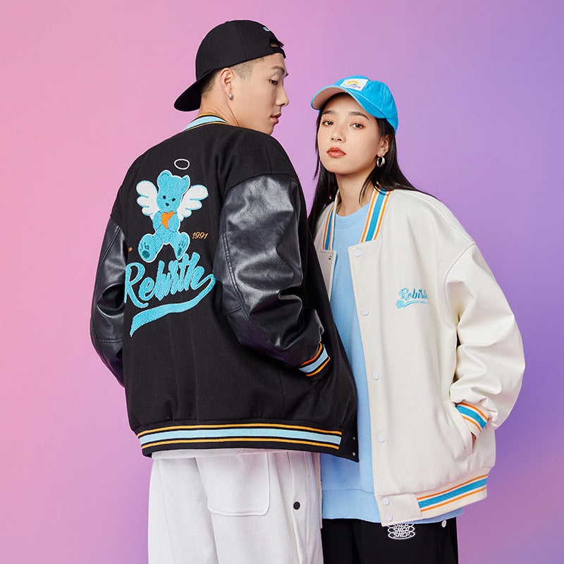 The Bears Varsity Jacket Baseball Uniform Jacket Men's Autumn Loose Bear Embroidery Top Couple Jacket