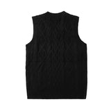 Men Sweater Vest Solid Color Sweater Vest Men's Loose V-neck Sleeveless Sweater BF Idle Style Waistcoat Vest
