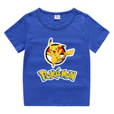 Children Pokemon Pikachu T Shirt Summer Short Sleeve Cotton Leisure Sports