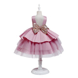 Toddler Girls Sequin Gown Dress One-Year-Old Dress Embroidered Flower Wedding Dress